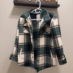 Kids Plaid Jacket in Green and Cream